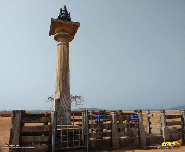 Brahma yaksha Manasthambha Pillar before the courtyard of Bahubali the Gommateshwara monolith in Karkala, Udupi district, Karnataka, India