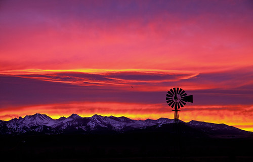 morning sky snow mountains windmill clouds sunrise montana pretty crazymountains
