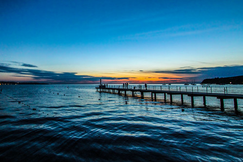 blue sunset sea water silhouette canon pier jetty slovenia hdr photomatix ankaran