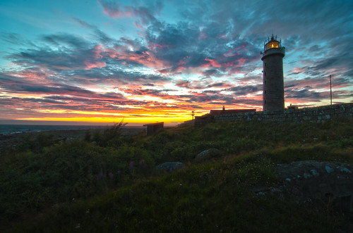 sunset lighthouse hdr