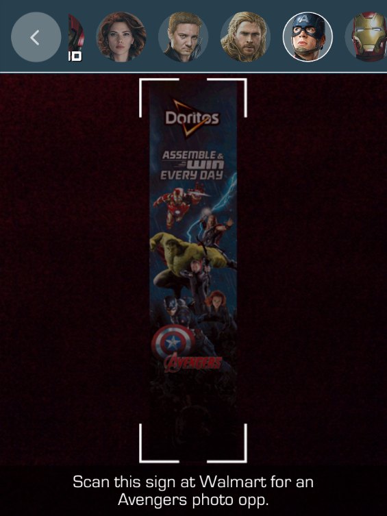 Scan signs at Walmart with the Superheroes Assemble App for an Avengers photo opp