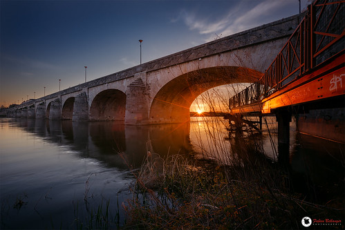 bridge blue sunset france hour saumur