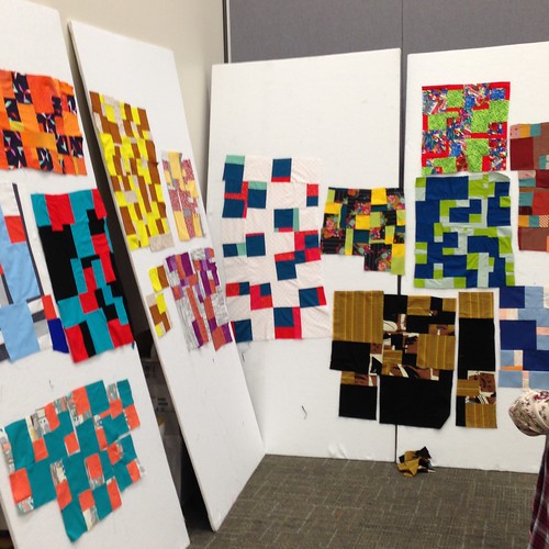 Class work from Floating Squares workshop with Sherri Lynn Wood at QuiltCon2015