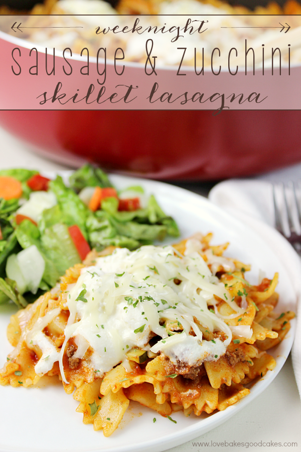 Skip the hassle but reap the rewards with this Weeknight Sausage & Zucchini Skillet Lasagna! It's a super easy dinner idea with all the classic flavor you love! #Saucesome #ad