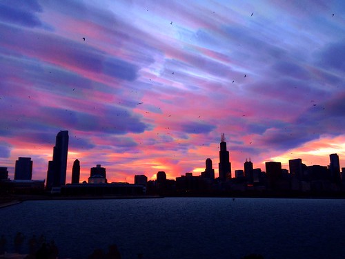 sunset chicago skyline clouds timelapse skyonfire ilapse timestack
