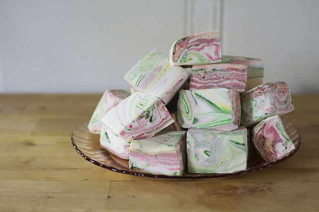color-swirled marshmallows