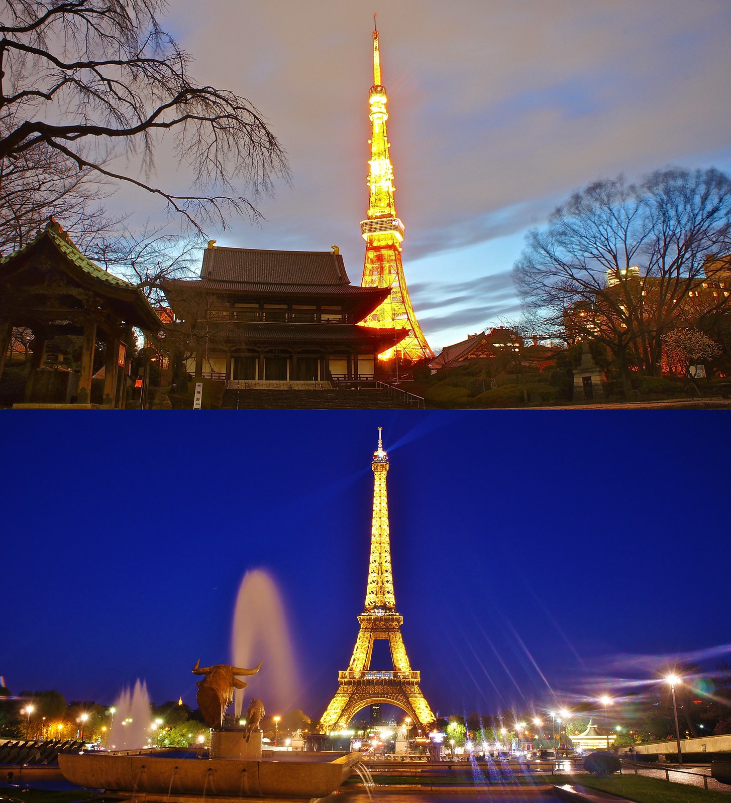 Oriental Tokyo Tower, Western beauty Eiffel Tower