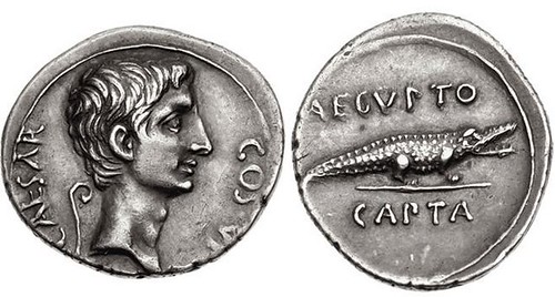 Silver denarius of Octavian