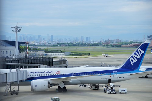 trip sky urban building japan japanese ana airport view aircraft flight osaka departure runway umeda itami