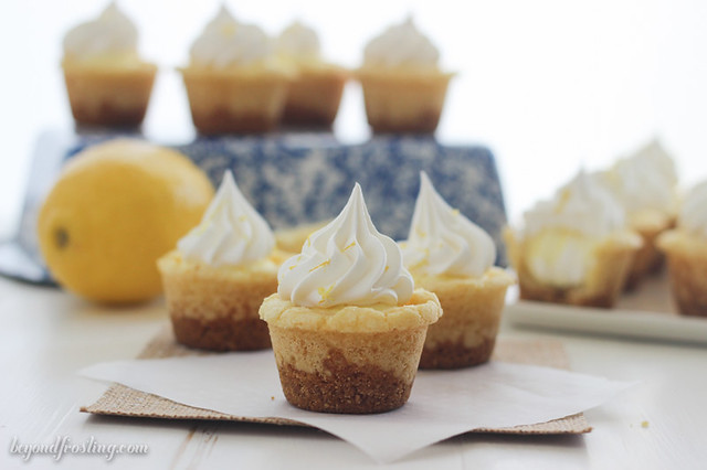 Fresh Lemon Cream Pie Cookie Cups. Like a like cream pie but better! Baked in a lemon cake mix cookie and topped with fresh whipped cream.