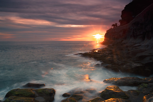sunset cloud seascape colour texture rocks waves