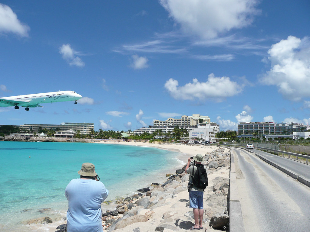 Jet landing at Maho Beach in St. Maarten