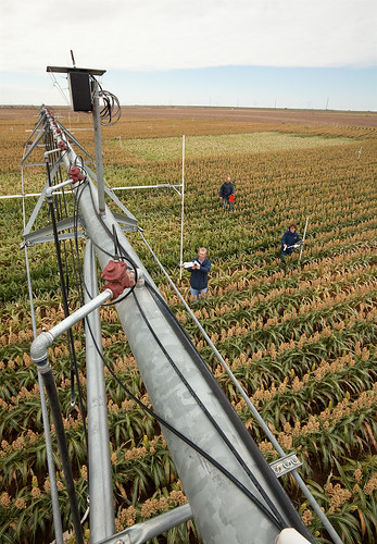 A variable-rate center-pivot irrigation system.