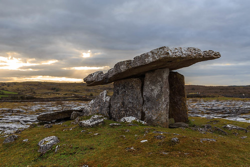 ireland sunset megalithic clare historic dolmen poulnabrone