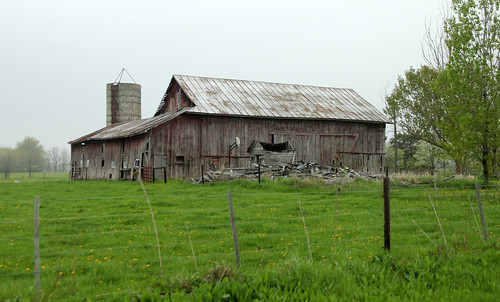 county trees windows roof ohio building grass basketball metal barn standing fence hoop joseph concrete spring shed structure historic silo highland frame weathered agriculture seam imposing dilapidated rubble township addition collapsed defiance turney poorcomposition