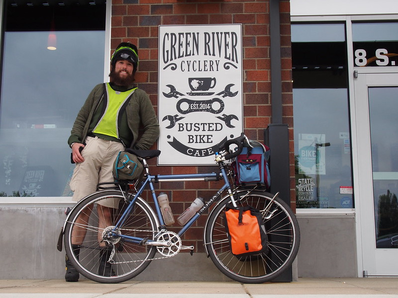 Neil and Stormy Skies at Green River Cyclery: This shop opened five months ago, and I've been seeing their sign on the Interurban Trail for a while.  It's a pretty cool place!