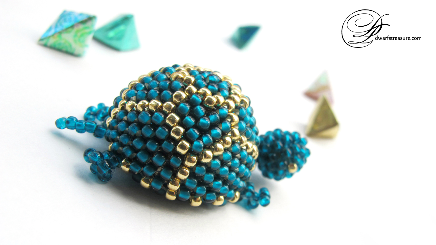 Seed beads teal turtle magnets for kitchen decoration