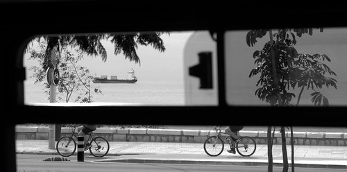 road street sea blackandwhite bw españa black bus window photography blackwhite spain ship open view air cycle bnw