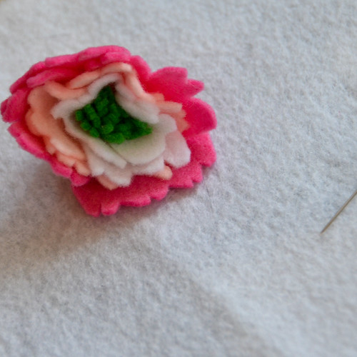 Step 5: Sewing more petals, going up in size