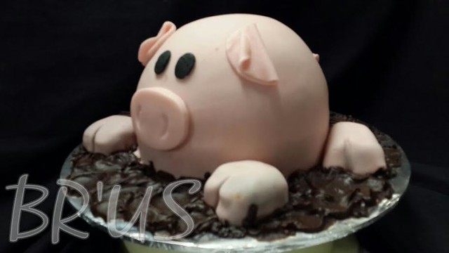 Cute Piggy in Mud Puddle Theme Cake by Franc Linda of Br'US
