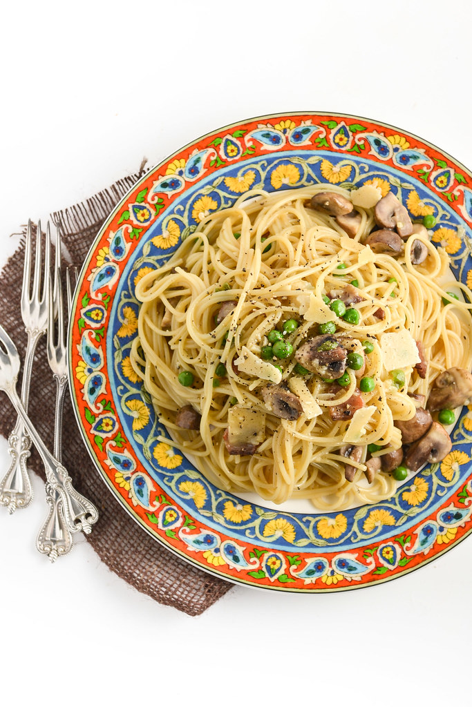 Carbonara with Mushrooms and Peas | Things I Made Today
