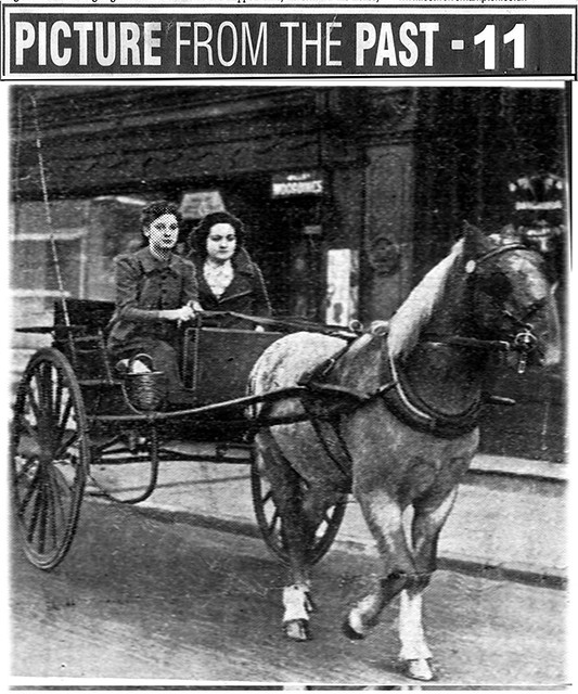 Kathy Thomas holds the reigns down Lichfield Street. Circa 1930s.