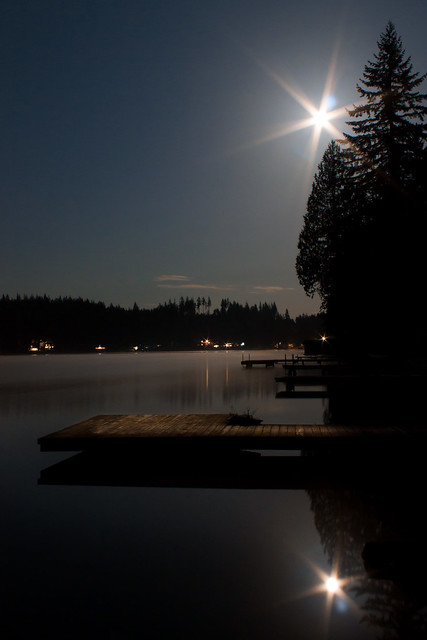 Lake at night long exposure
