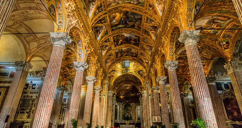 building art church stone architecture canon painting gold lights artwork focus colours cathedral stonework traditional illumination murals chapel flags indoors genoa pillars spence canon6d angspence canon24–105l