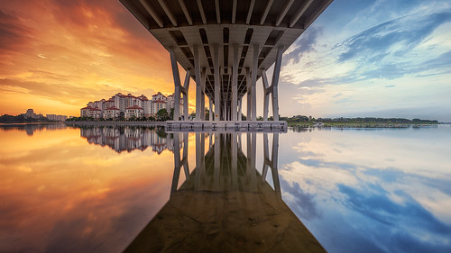 city morning travel bridge blue light red sky urban panorama orange costa sun lake reflection tourism nature water yellow skyline architecture modern clouds contrast sunrise buildings river flow photography dawn mirror golden early still pond highway jon singapore long exposure glow cityscape quiet colours slow waterfront pano dramatic surreal peaceful calm structure symmetry reservoir complementary shutter pokemon expressway ruby chiang exploration stitched waterway sapphire kallang tanjong complement rhu nicoll scintillation scintt