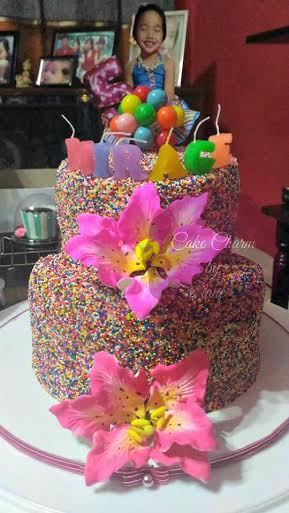 Rainbow Topsy Turvy Cake by Iane