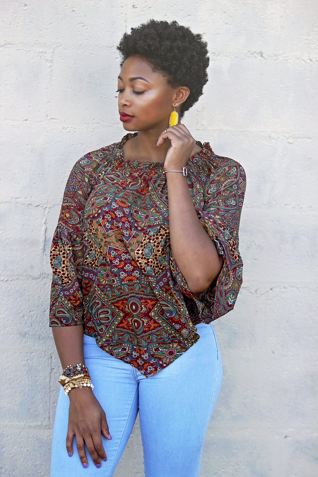 how to wear a cold shoulder blouse, the beauty beau