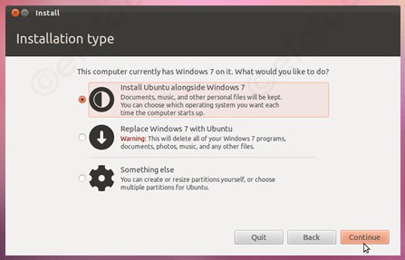 how to install ubuntu-installation type