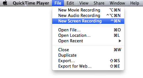 Quicktime New Screen Recording