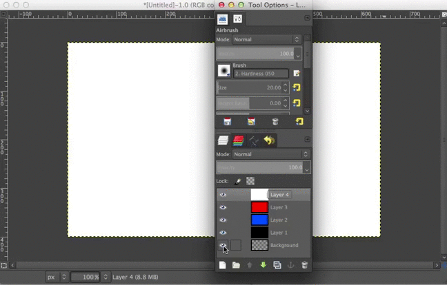 GIMP Hide and Show All Other Layers
