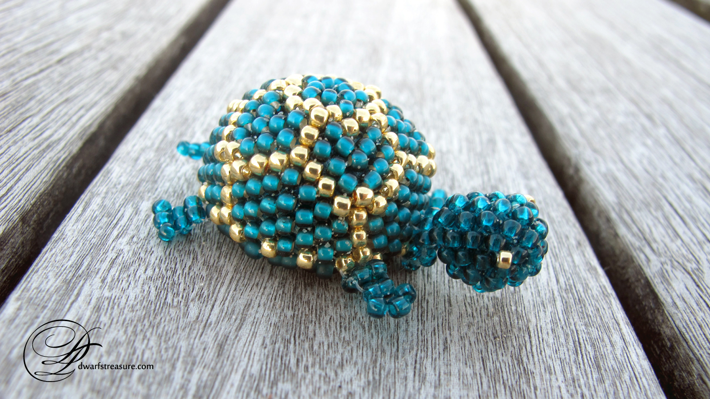 Decorative kitchen teal  beaded turtle magnet
