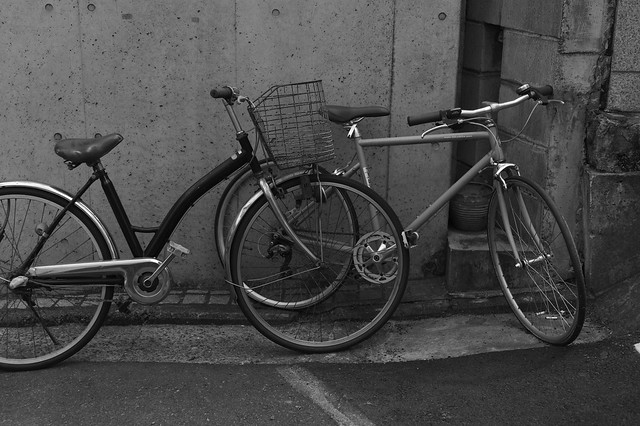 Two bicycles look like a lover.