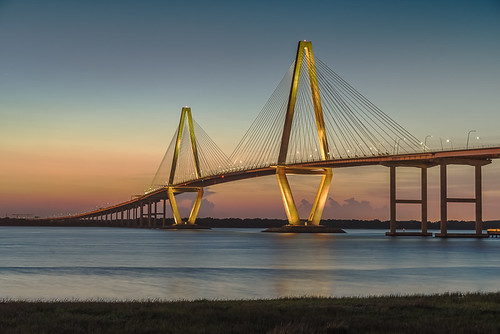 bridge sunset sky color sc water architecture evening twilight mountpleasant southcarolina peaceful calm charleston serene tranquil cooperriver ravenel cablestayed