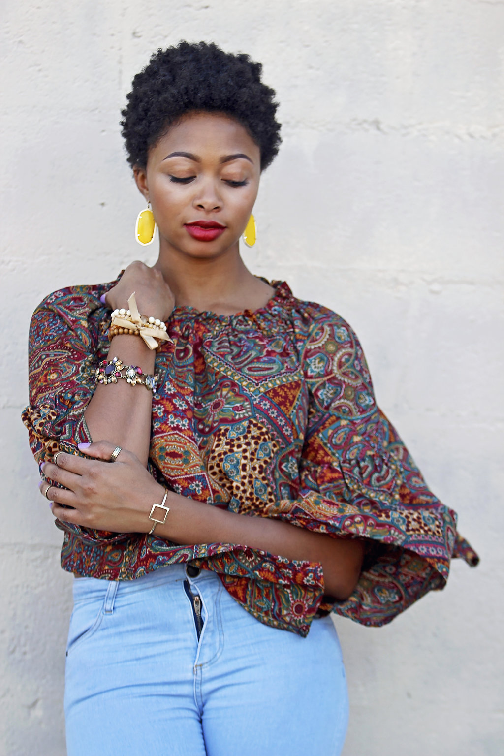 arm party, bell sleeved top