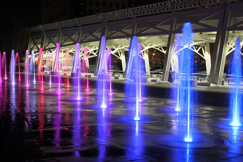 Bicentennial Mall Fountains at night