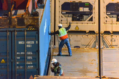 Loading containers at night