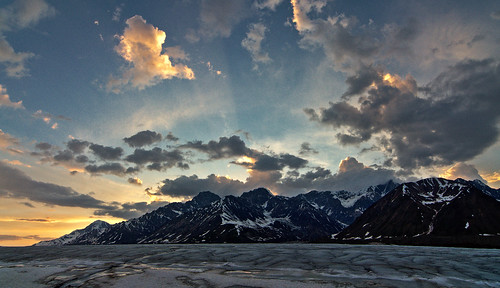 sunset sky mountains alaska clouds glacier alaskarange