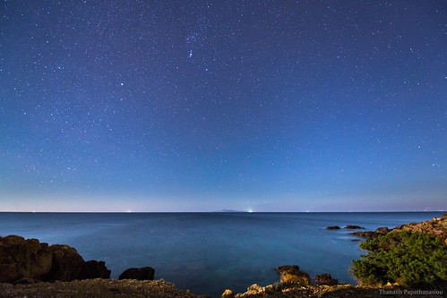 sea sky moon seascape night canon stars greece astrophotography orion sounio