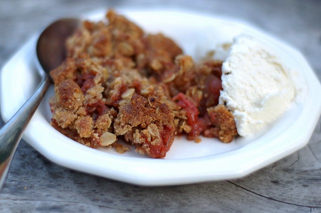 Strawberry Apple Japanese Knotweed Crisp a la mode by Eve Fox, the Garden of Eating, copyright 2016