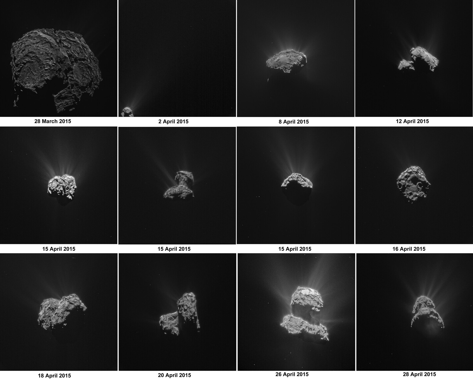 ESA Rosetta NavCam #CometWatch April overview