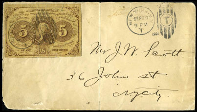 Lot 96. Postage Currency used as Postage