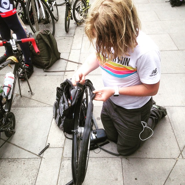 Graham gets a puncture. Just not his day. #LBBG #cycling #urban