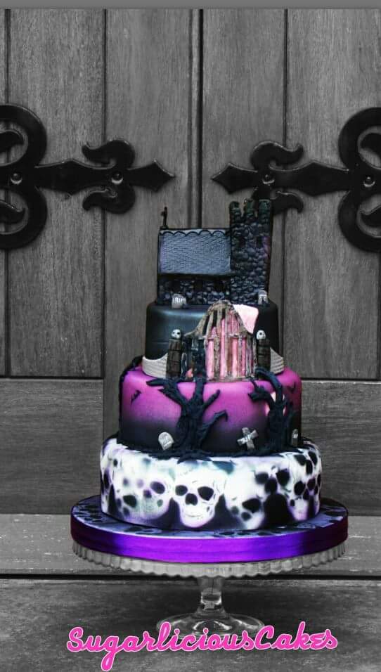 Spooky Skull ? and Church Cake by Karen Mitchell of Sugarlicious Cakes By Karen