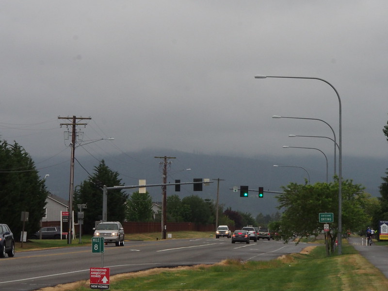 Rain in the Distance: The rain only got worse further into the foothills, so I turned back at Orting.