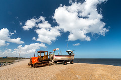 Norfolk coast boat and tractor