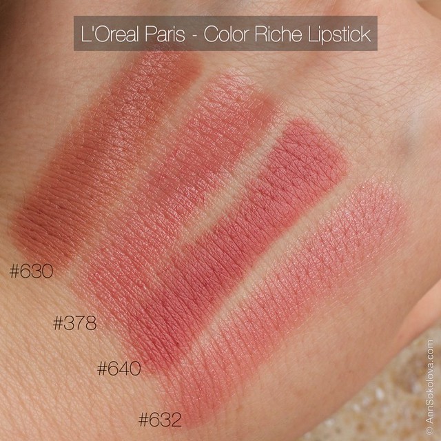 04 L'Oreal Paris Color Riche Lipstick 30 years new shades 630, 378, 640, 632 swatches